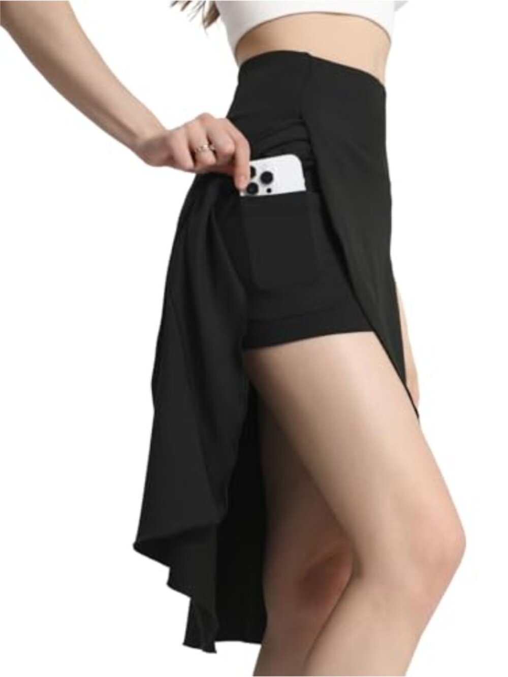 Women's High Waist Athletic Skort Midi Length Flowy Skirt with Pockets